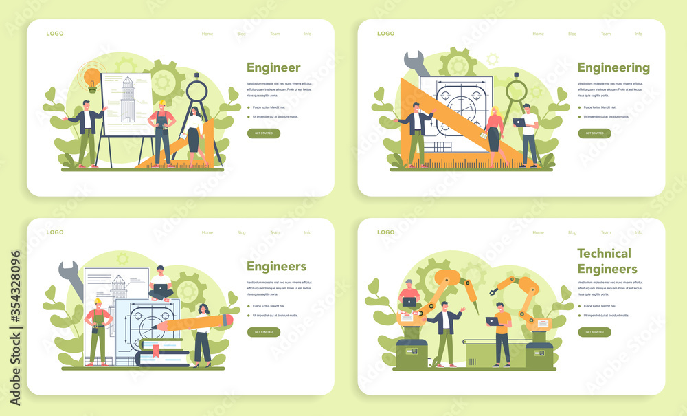 Engineering web banner or landing page. Technology and science.
