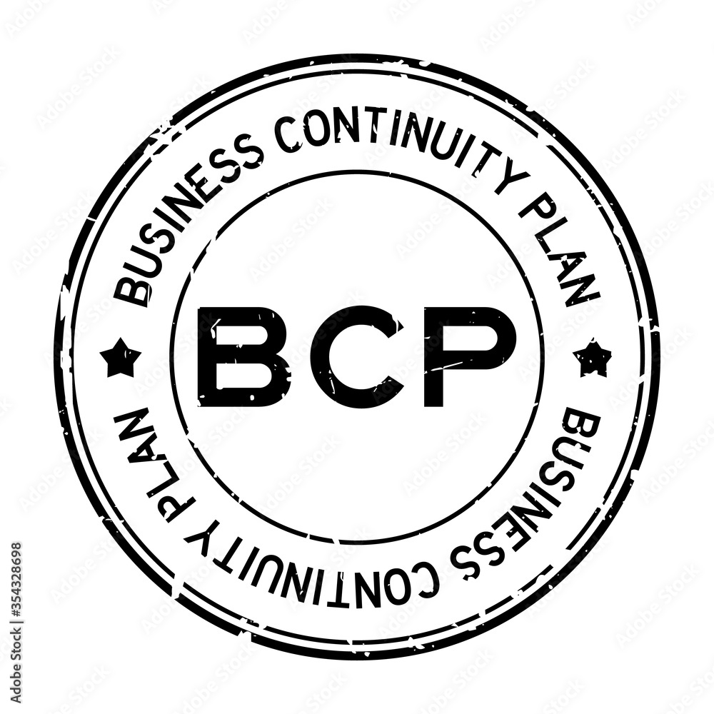 Grunge black BCP (abbreviation business continuity plan) word round rubber seal stamp on white background