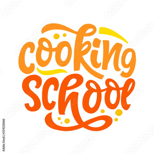 Cooking school logo with hand written lettering emblem