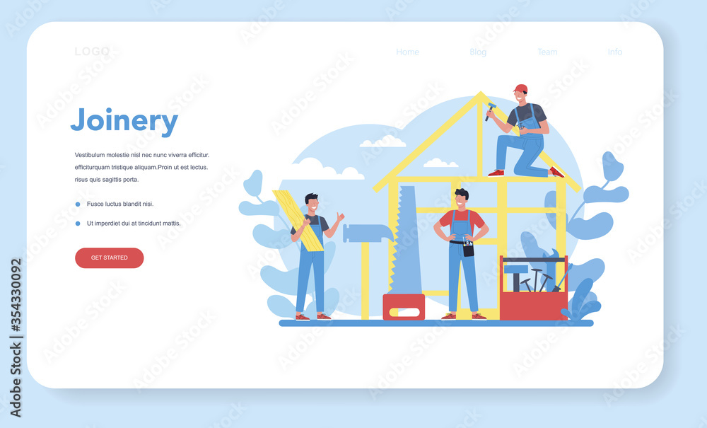 Woodworker or carpenter concept web banner or landing page. Woodworker or carpenter concept web banner or landing page.