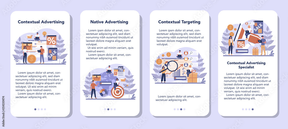 Contextual advertsing and targeting mobile application banner set.