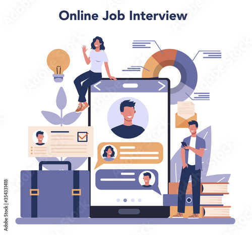 Job interview online service or platform. Idea of employment