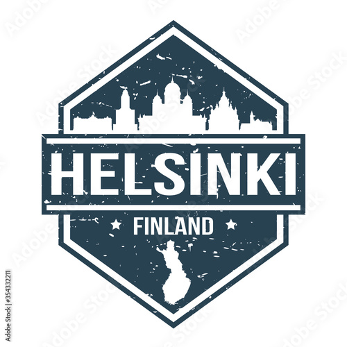 Helsinki Finland Travel Stamp Icon Skyline City Design Tourism