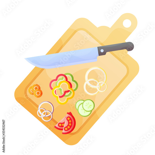 Cooking healthy food on kitchen. Useful meal on chopping board.