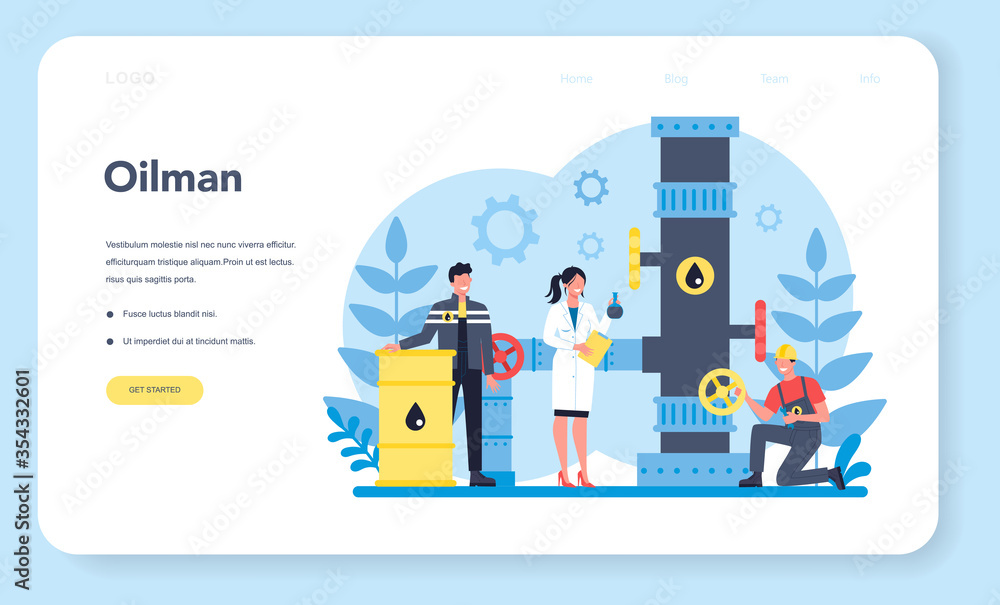Obraz premium Oilman and petroleum industry web banner or landing page