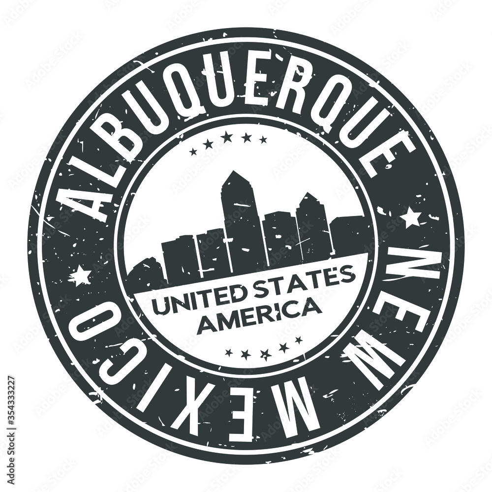 Albuquerque New Mexico America USA Stamp Logo Icon Symbol Design Skyline City