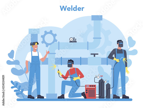 Welder and welding service concept. Professional welder