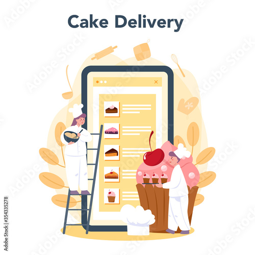 Confectioner online service or platform. Online cake delivery.