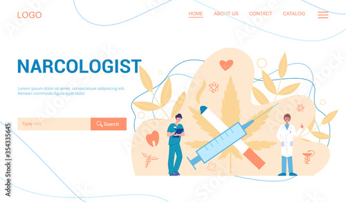 Narcologist web banner or landing page set. Professional medical