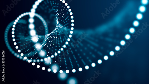 DNA concept. DNA molecule helix spiral on blue. Medical science, genetic biotechnology, chemistry biology, gene cell. Medical science background.