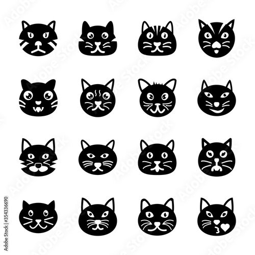 Fototapeta Naklejka Na Ścianę i Meble -  Cat face Filled icons