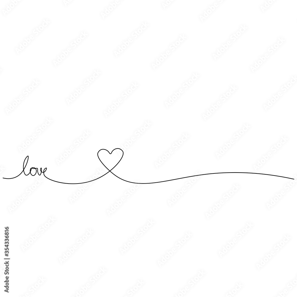 Love text word hand drawing with heart, vector illustration Love text word hand drawing with heart, vector illustration