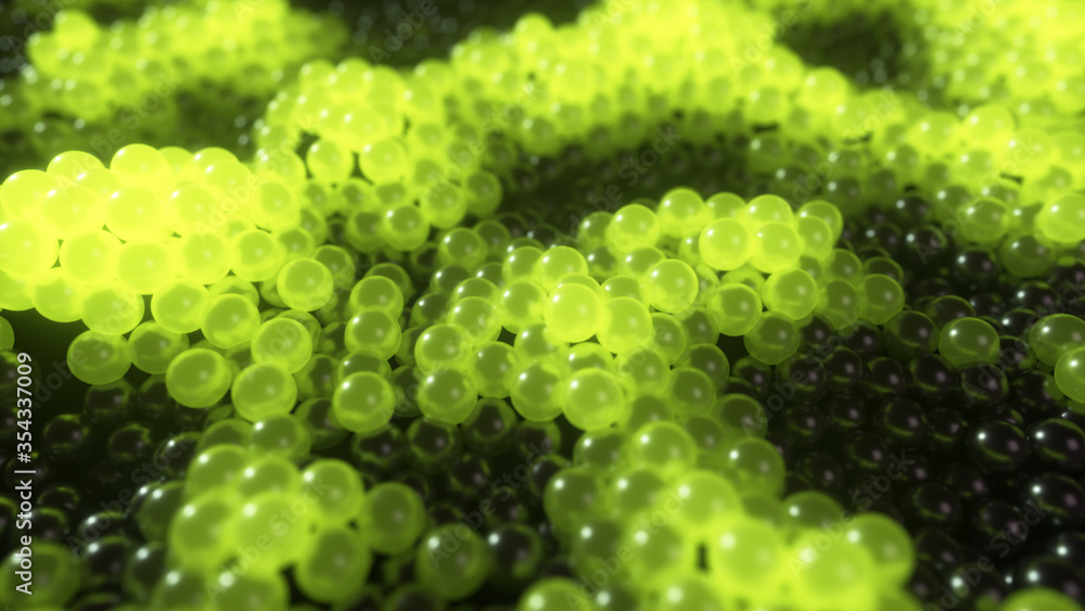 Dynamic glowing balls in yellow color with abstract movements. 3d illustration Dynamic glowing balls in yellow color with abstract movements. 3d illustration