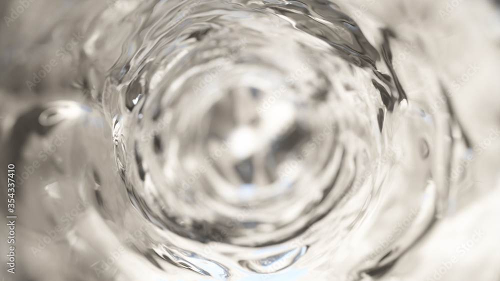 Fototapeta Water moves in a glass in slow motion. Abstract water background. 3d illustration