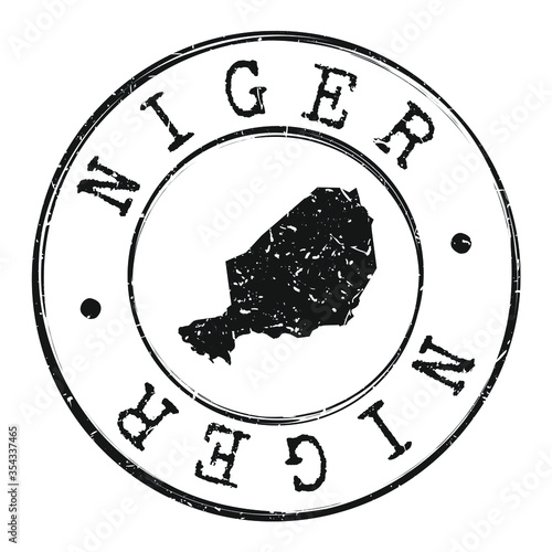 Niger Silhouette Postal Passport Stamp Round Vector Icon