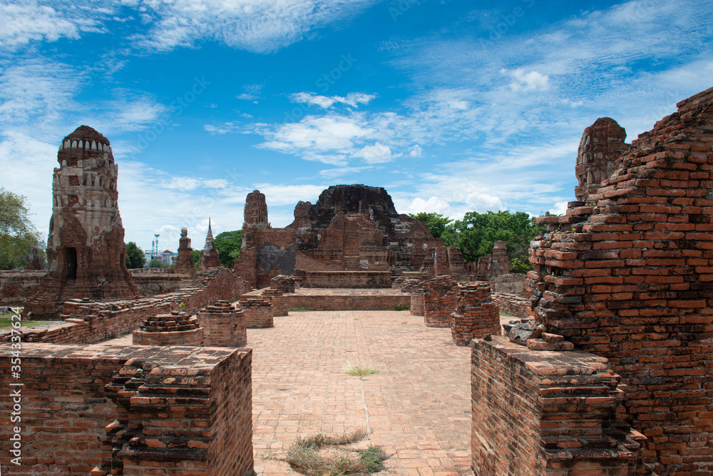 Inside Wat Maha That in Ayutthaya province, Thailand.