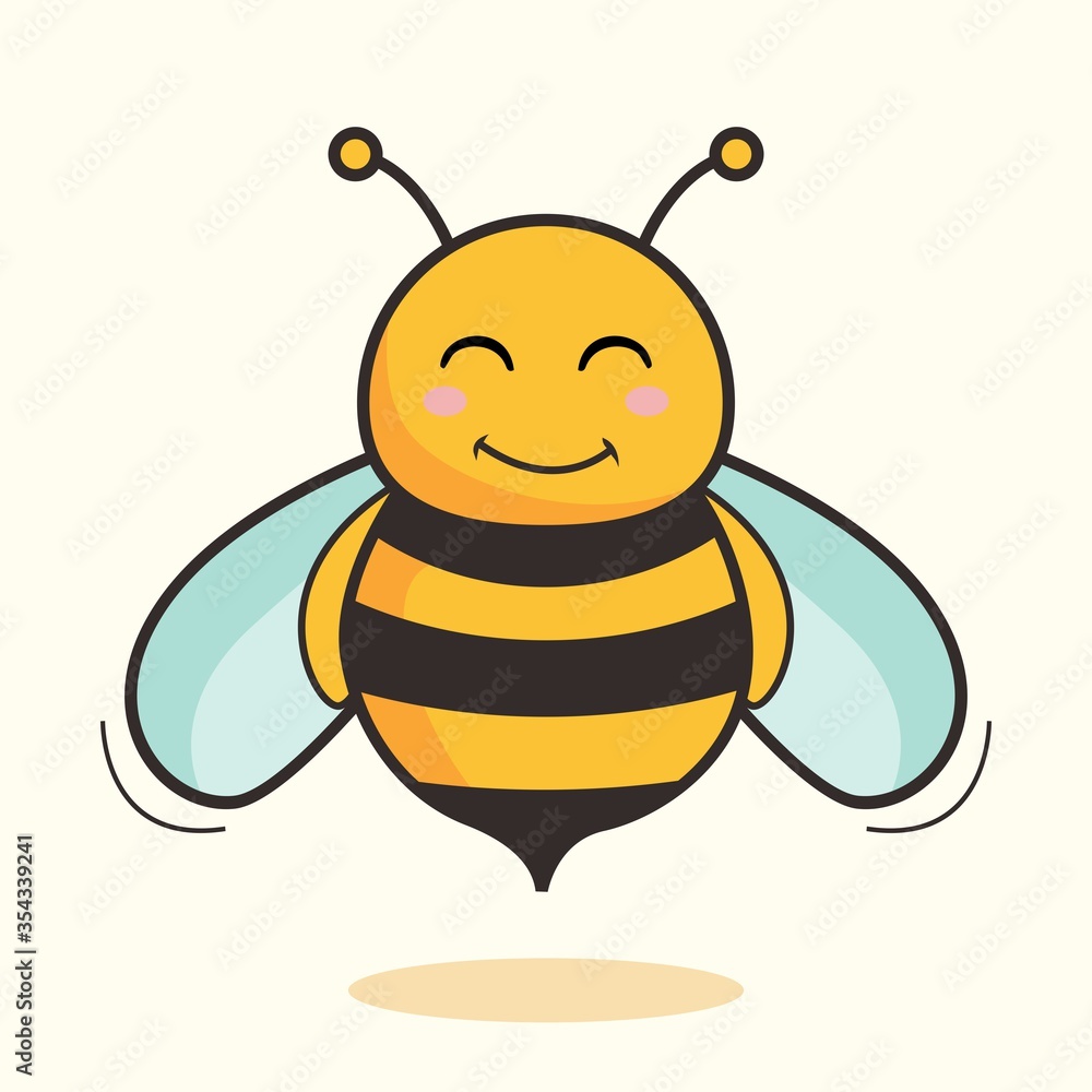 Bee Cartoon Isolated Cute Honey Bee Stock Vector | Adobe Stock