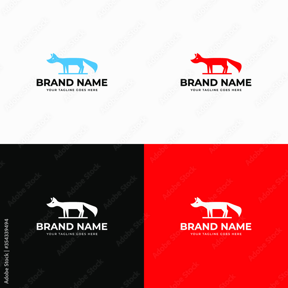 Hand drawing style fox logo design template vector illustration. Animal branding mark design for company or business startup.