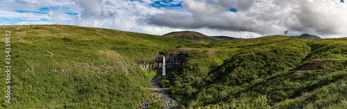 Svartifoss waterfall surrounded by basalt columns (Iceland)