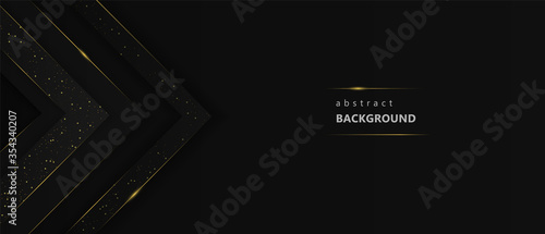 Dark background with gold arrowy abstract . Graphic modern geometric elegant dark background with gold arrow vibrant gradient digital wallpaper colorful vector texture smooth blurry glow abstract. photo