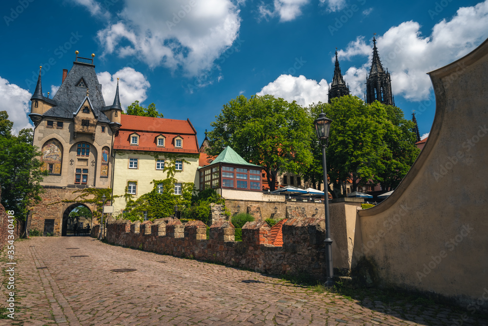 Medieval castle of Meissen old city. Beautiful Albrechtsburg Schloss. Dresden, Saxony, Germany. Sunny Day