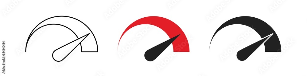 Speedometr logo icon set. Speed vector isolated concept illustration in flat Speedometr logo icon set. Speed vector isolated concept illustration in flat