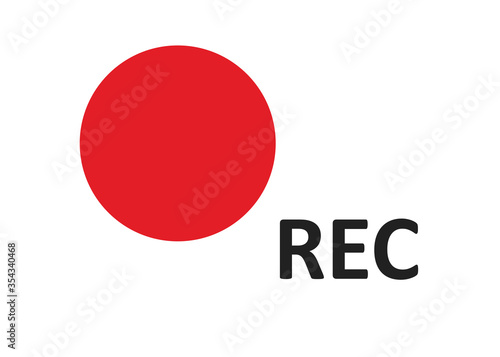 Camera red rec icon. Record video isolated concept in vector flat