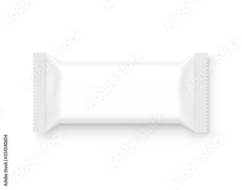 Hight realistic flow packaging mockup. Vector illustration isolated on white background. Can be use for your design, promo, adv and etc. Possibility for food, pharmaceutical, cosmetic. EPS10.	