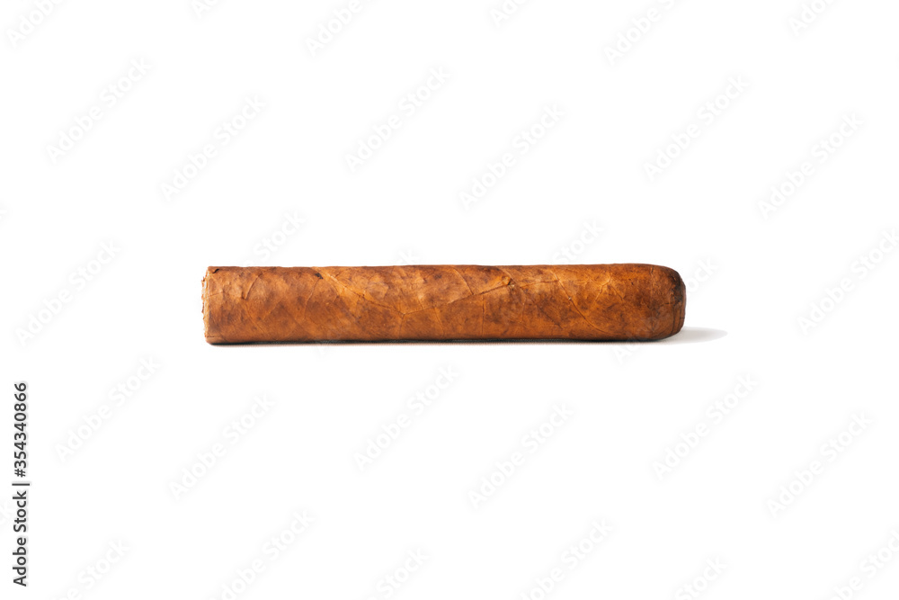 Big new cigar isolated on a white background. After work concept Big new cigar isolated on a white background. After work concept