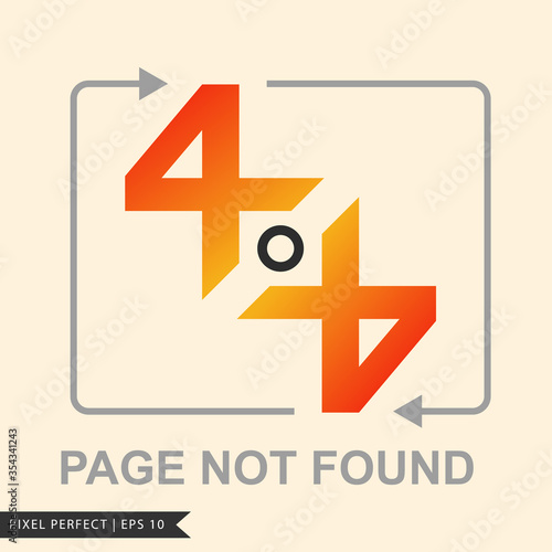 404 error page template layout for website. Flat graphic style for page not found on website and url.