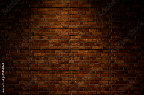 Old dark red brown brick wall texture background.