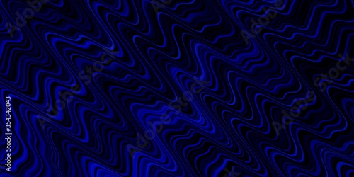 Dark BLUE vector layout with curves. Abstract illustration with bandy gradient lines. Template for cellphones.
