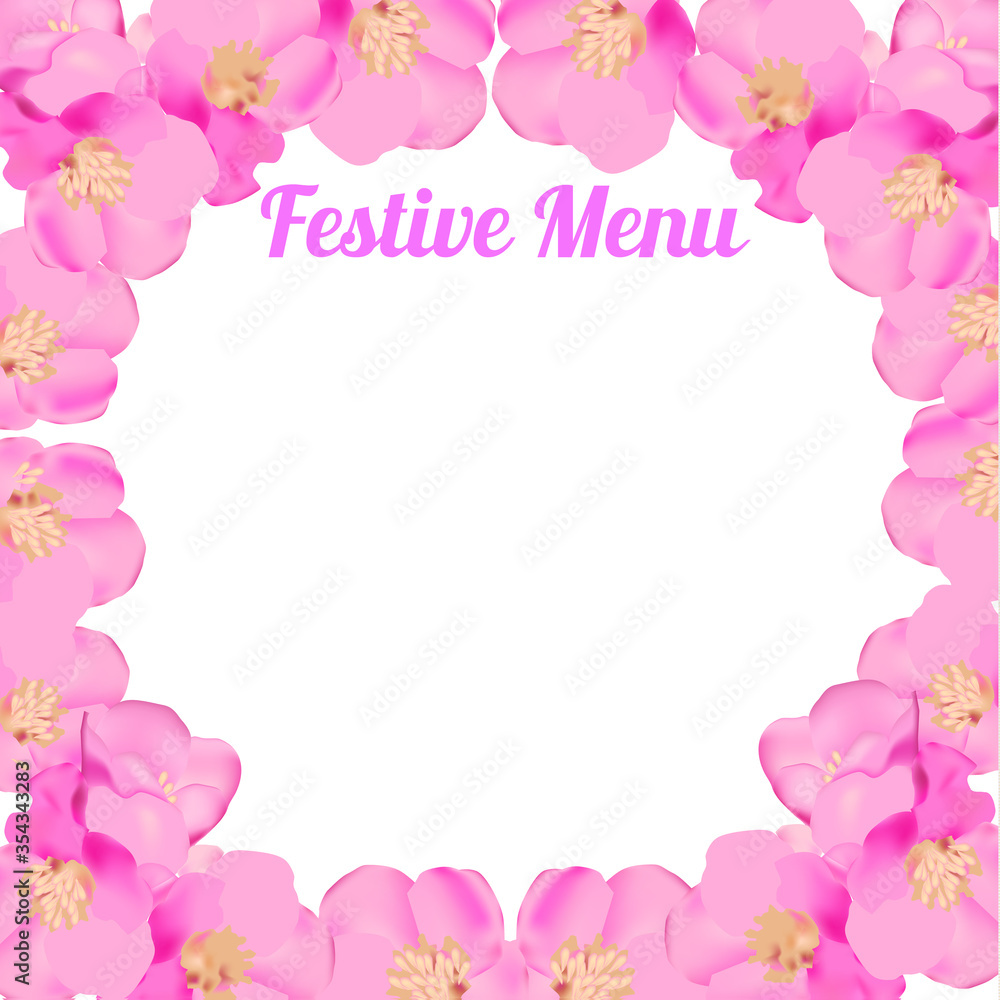 Spring Festive Menu. Happy valentines day menu background. Design template for holidays with spring flowers.