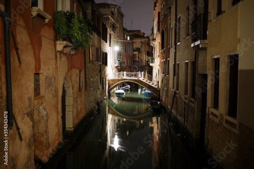 View of the night canal in Venice. Italy. 