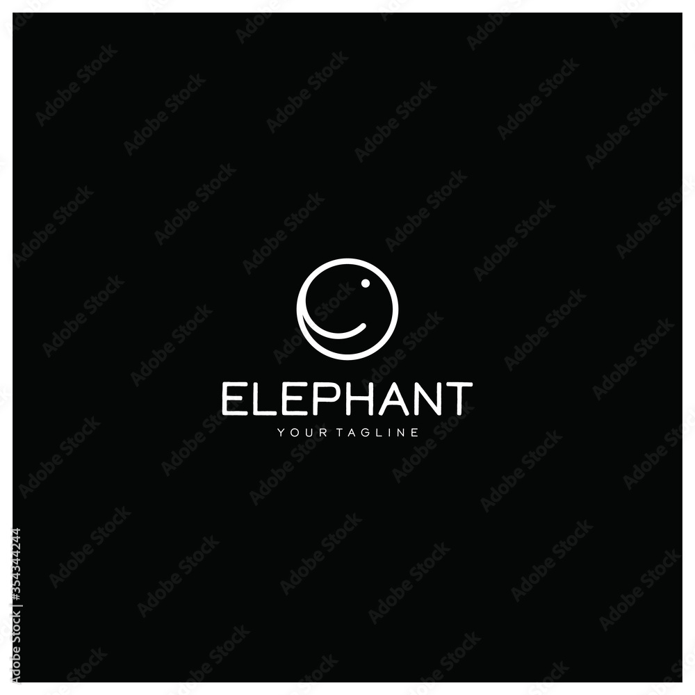Abstract elephant vector logo design. Creative linear animal white logotype Abstract elephant vector logo design. Creative linear animal white logotype