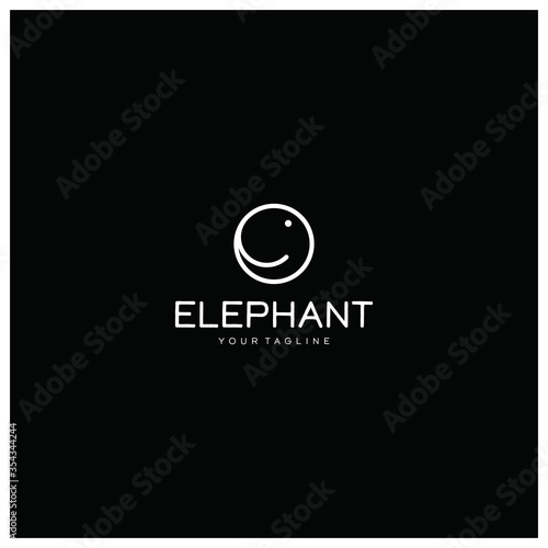 Abstract elephant vector logo design. Creative linear animal white logotype