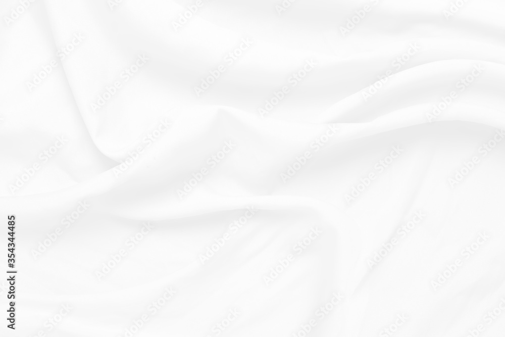 White cloth background soft wrinkled fabric patrem and surface. White colth soft background. White fabric wrinkles.