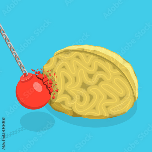 3D Isometric Flat Vector Concept of Mental Strength, Memory Health Improving, Brain Exercises.