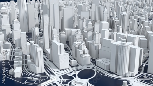 stylized graphics city of New York, 3D render