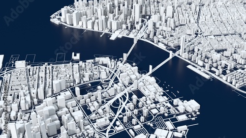 Canvas Print stylized graphics city of New York, 3D render