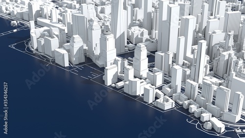 stylized graphics city of New York, 3D render