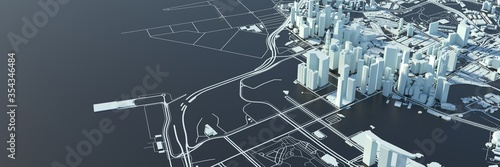 stylized graphics city of Singapore, 3D render