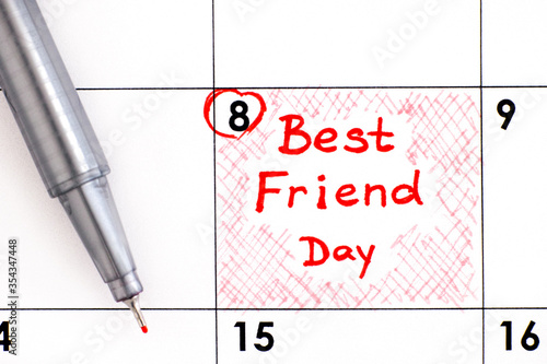 Quadro em tela Reminder Best Friend Day in calendar with pen