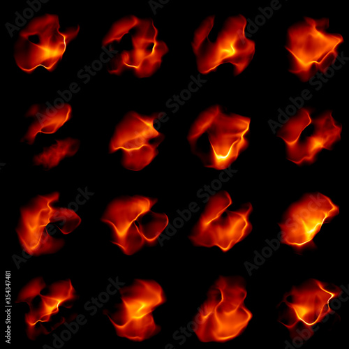 Canvas Print collection of realistic slowly burning flame sprites