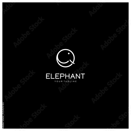 Abstract elephant vector logo design. Creative linear animal white logotype