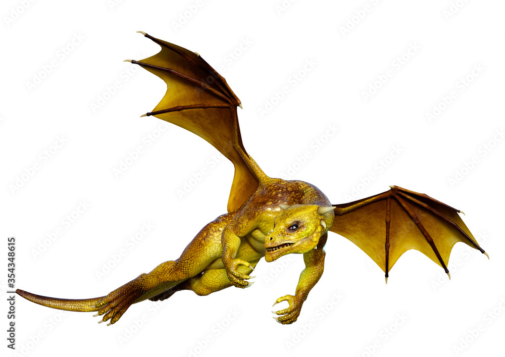 Fototapeta premium 3D Rendering Fairy Tale Dragon on White