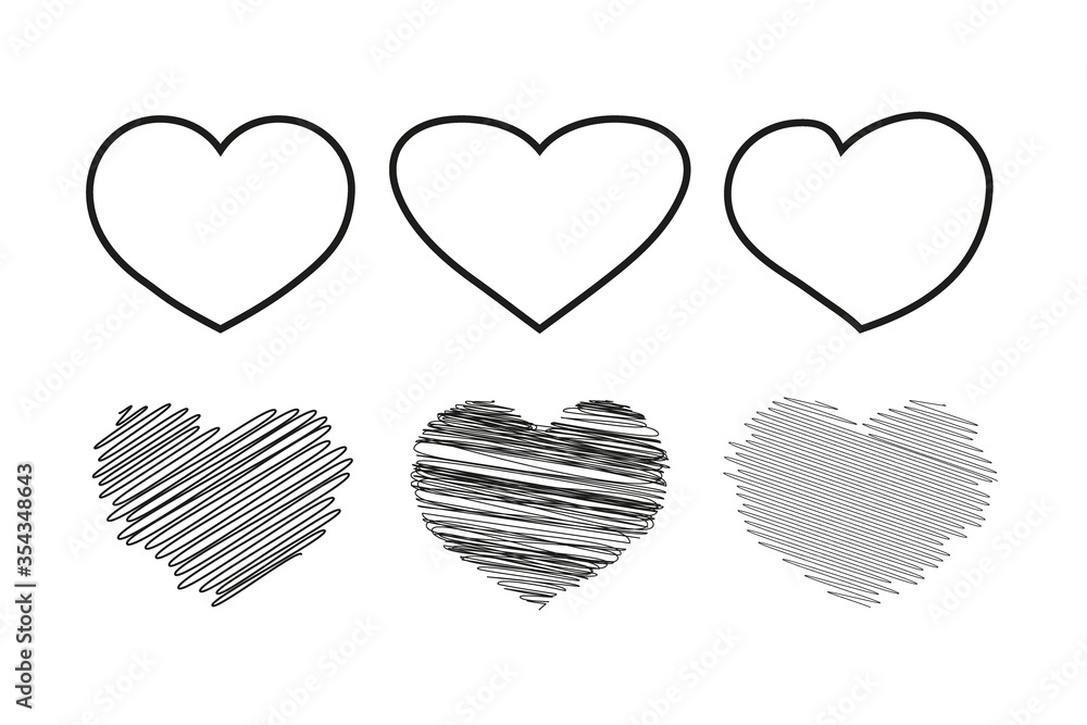 Heart icon in 6 types. Heart illustration. Stock Vector | Adobe Stock