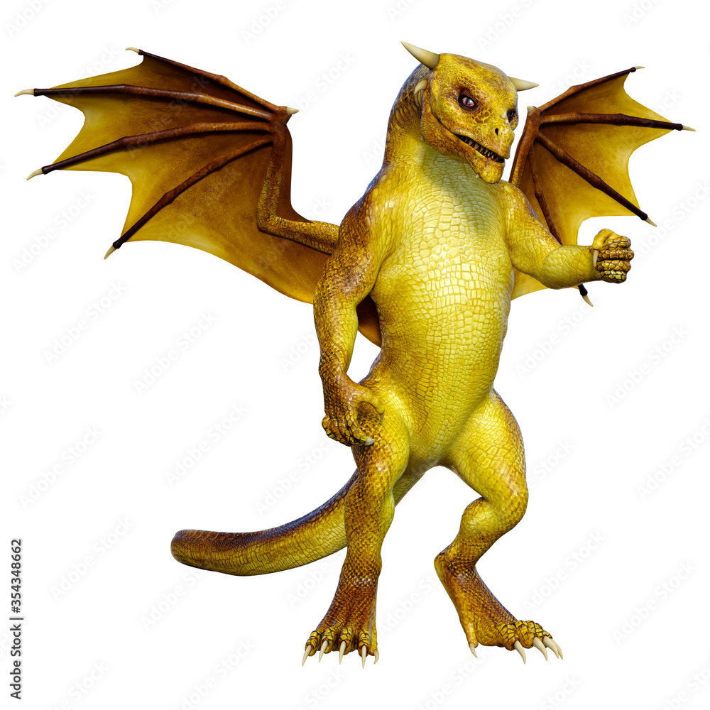 Fototapeta premium 3D Rendering Fairy Tale Dragon on White
