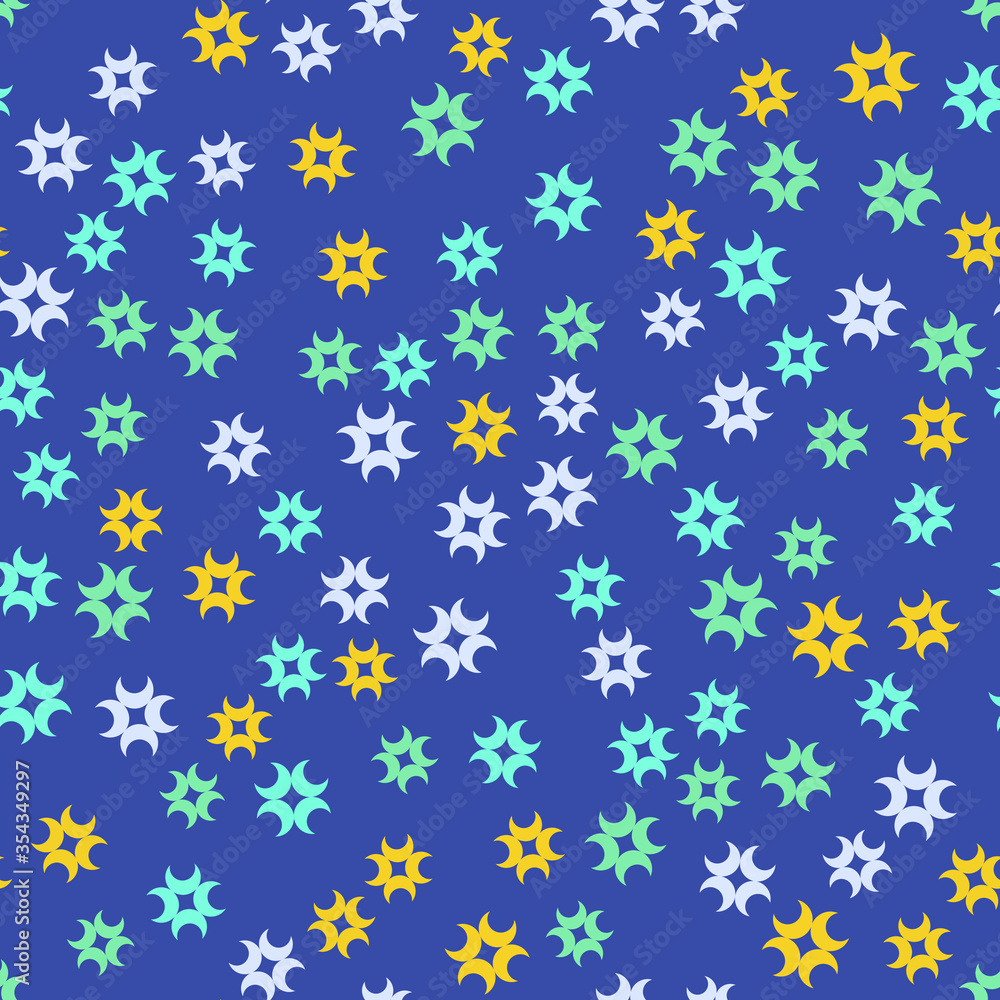 Colorful pattern with different shapes objects. Texture background for textile, print, paper, fabric background, wallpaper Colorful pattern with different shapes objects. Texture background for textile, print, paper, fabric background, wallpaper