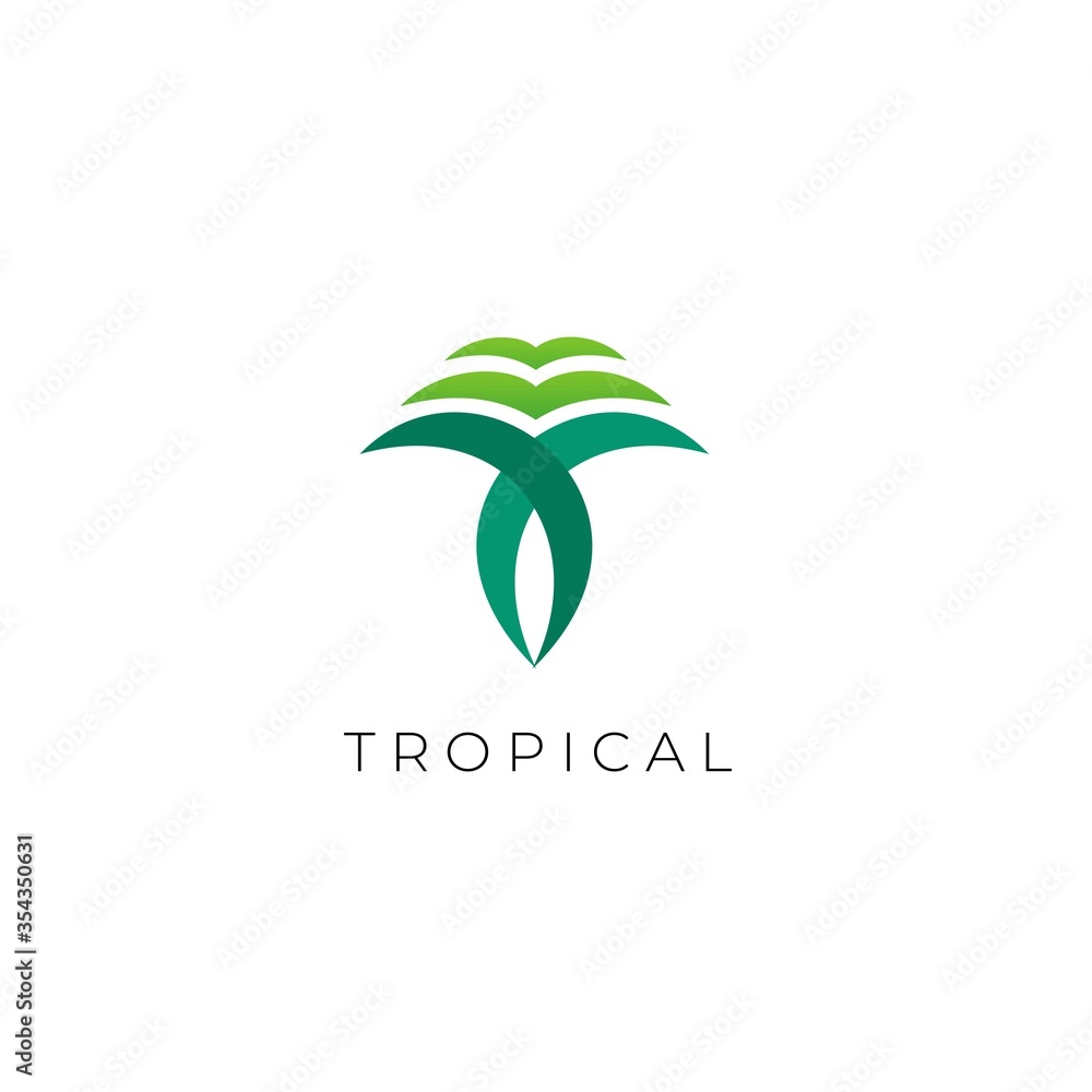 Tropical Palm Leaf Luxury Logo Design Icon Vector Illustration Tropical Palm Leaf Luxury Logo Design Icon Vector Illustration